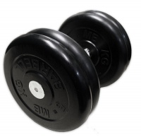 гантель неразборная mb barbell с вращающейся хромированной ручкой 23,5 кг. черная